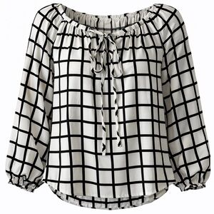 Jaclyn Smith Black and White Checkered Blouse